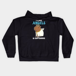 I Like Angels and Capybaras Cartoon Kids Hoodie